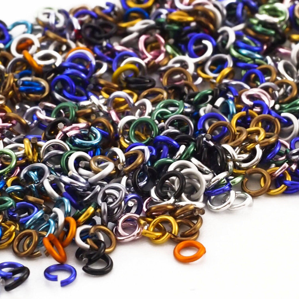 100 - 20 gauge Color Mix Anodized Aluminum Jump Rings ID - 3.1mm ID - 4.7mm OD - 7/64"
