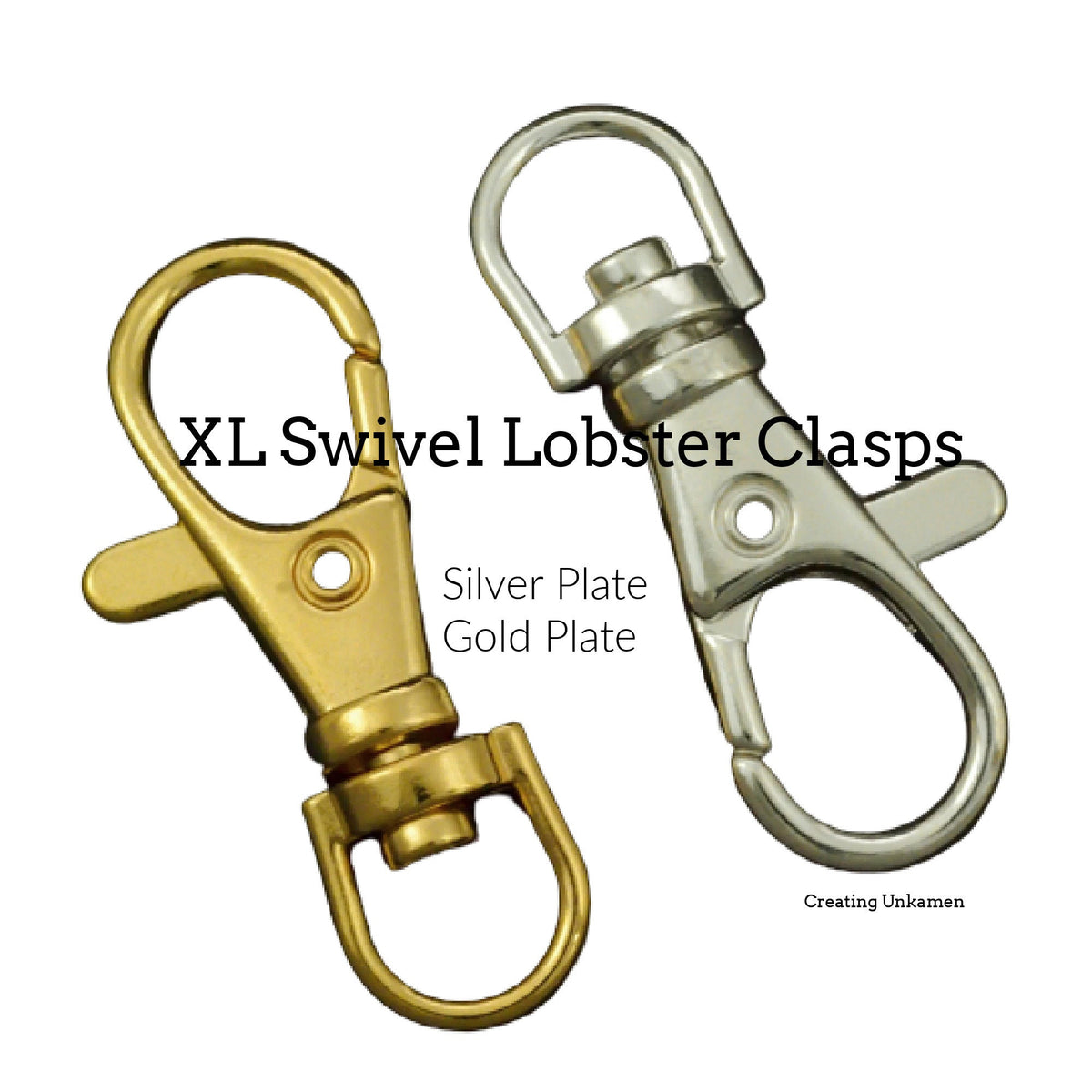 4 Extra Large Swivel Lobster Clasps - 31mm X 13mm - Silver Plated