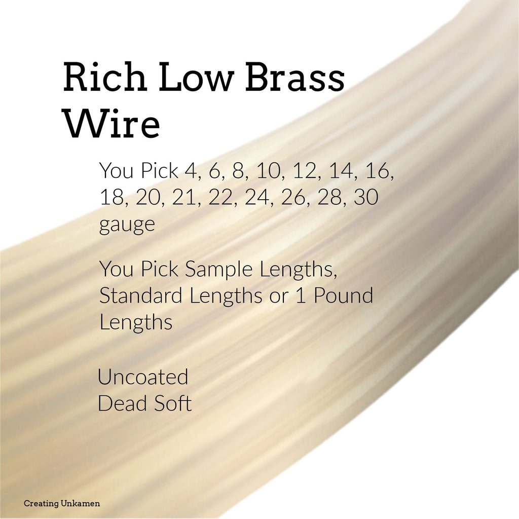Rich Low Brass Wire - You Pick 4, 6, 8, 10, 12, 14, 16, 18, 20, 21, 22, 24, 26, 28, 30 gauge - 100% Guarantee
