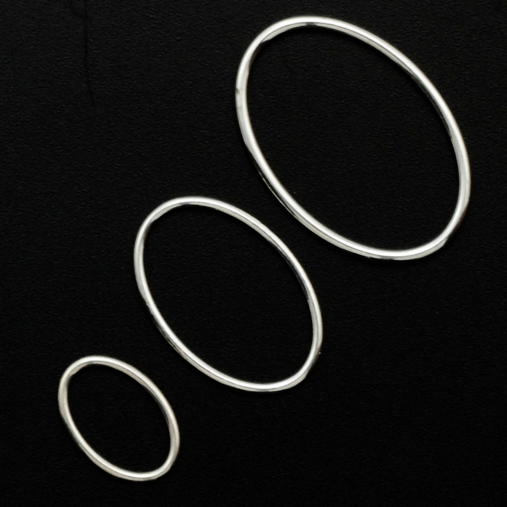 2 Oval Sterling Silver Links - 12.7mm X 8mm, 20mm X 13mm, 25.4mm X 17mm - Soldered Closed - Shiny, Antique or Black