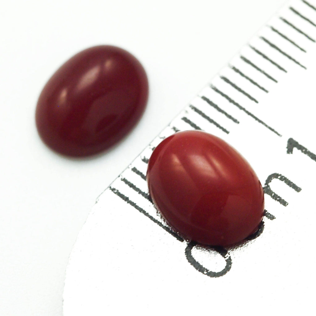 1 - 9mm X 7mm Simulated Oxblood Coral Cabochon