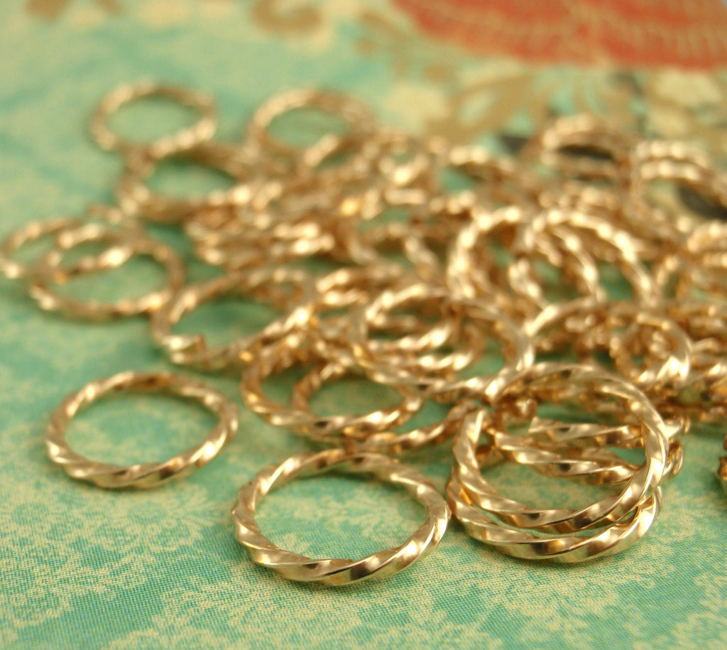 25 Twisted Square Bronze Jump Rings - Handcrafted - You Pick Gauge and Diameter