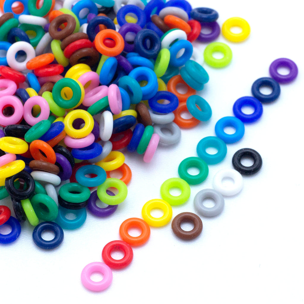 100 - 7mm OD Silicone Jump Rings - You Pick Color - Black, White, Brown, Pink, Purple, Blue, Green, Yellow, Orange, Red or Rainbow Mix