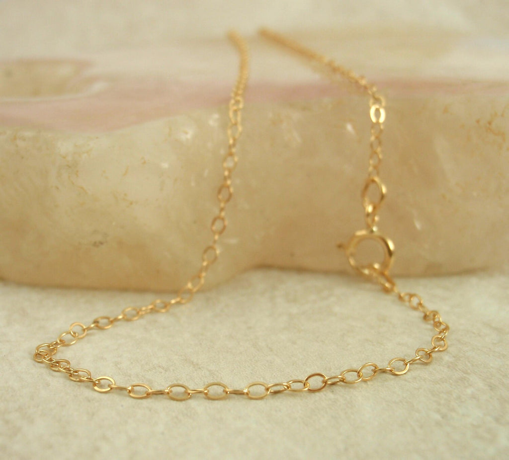 1.4mm 14kt Gold Filled Fine Flat Cable Chain - By the Foot or Finished Chain  Made in the USA