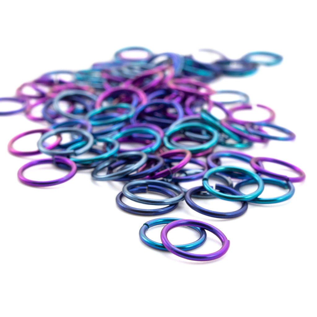 100 Blueberry Fields Anodized Niobium Jump Rings in Your Choice of Diameter and Gauge - 14, 16, 18, 20, 22 and 24