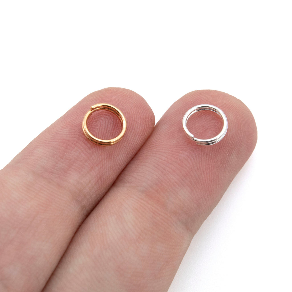 100 Silver and Rose Gold Plated Brass Split Rings - 7mm OD