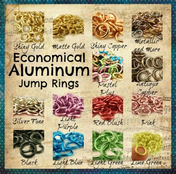 Aluminum Jump Rings 14 gauge 10mm OD Economical - Red, Blue, Pink, Gold, Silver, Green, Black, Purple