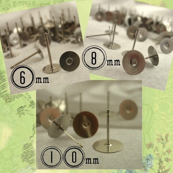You Pick the Size - 20 Pairs Titanium Earring Posts with Pads - Hypoallergenic - Glue On  - Made in the USA