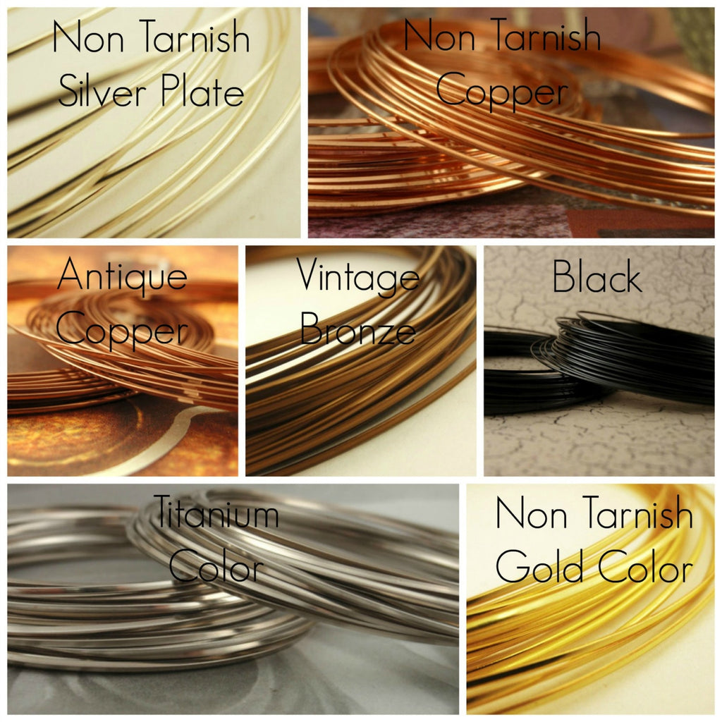 HALF ROUND Wire Non Tarnish - 18 and 21 gauge - Silver Plate, Gold Color, Titanium Color, Copper, Antique Copper, Vintage Bronze, Black