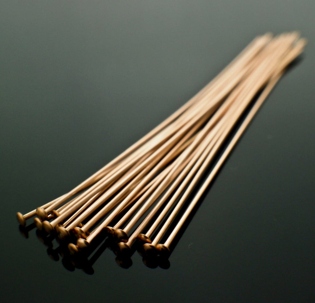 10 14kt Rose Gold Filled Flat Head Pins 24 gauge - 1 1/2 or 2 Inches
