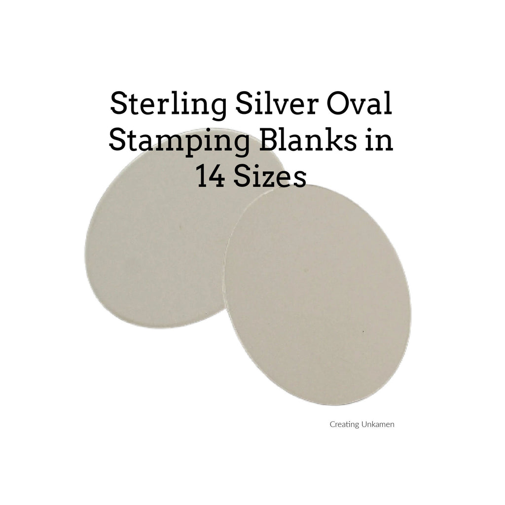 1 Sterling Silver Oval Stamping Blank - 14 Sizes With Your Choice of 1 Hole, 2 Holes or None - Made in the USA