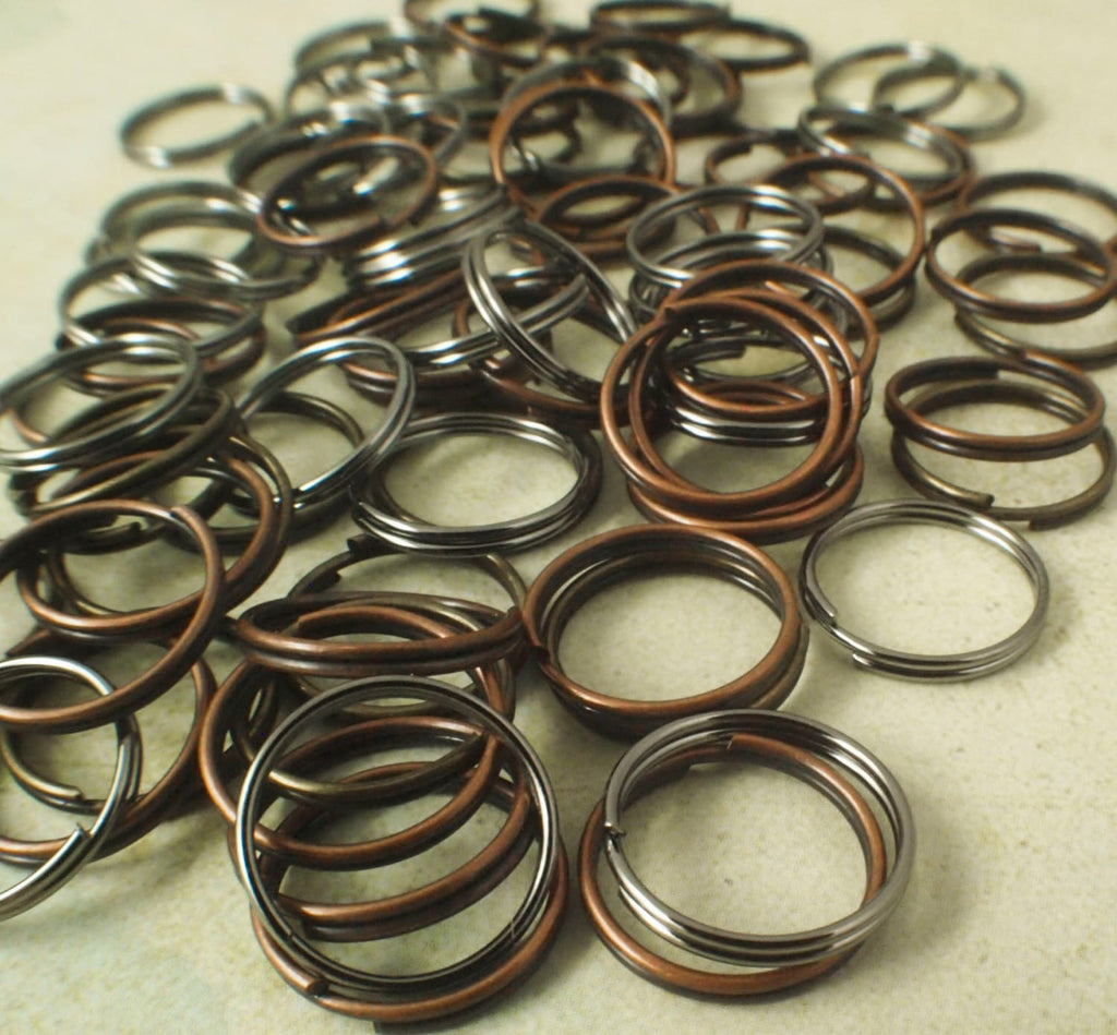 25 Antique Plated Split Rings - 28mm OD - Antique Copper, Antique Brass or Gunmetal
