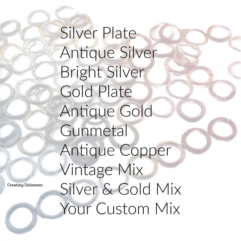100 Jump Rings 18 gauge 6mm OD - Silver Plate, Gold Plate, Gunmetal, Antique Copper, Antique Silver, Antique Gold - Best Commercially Made