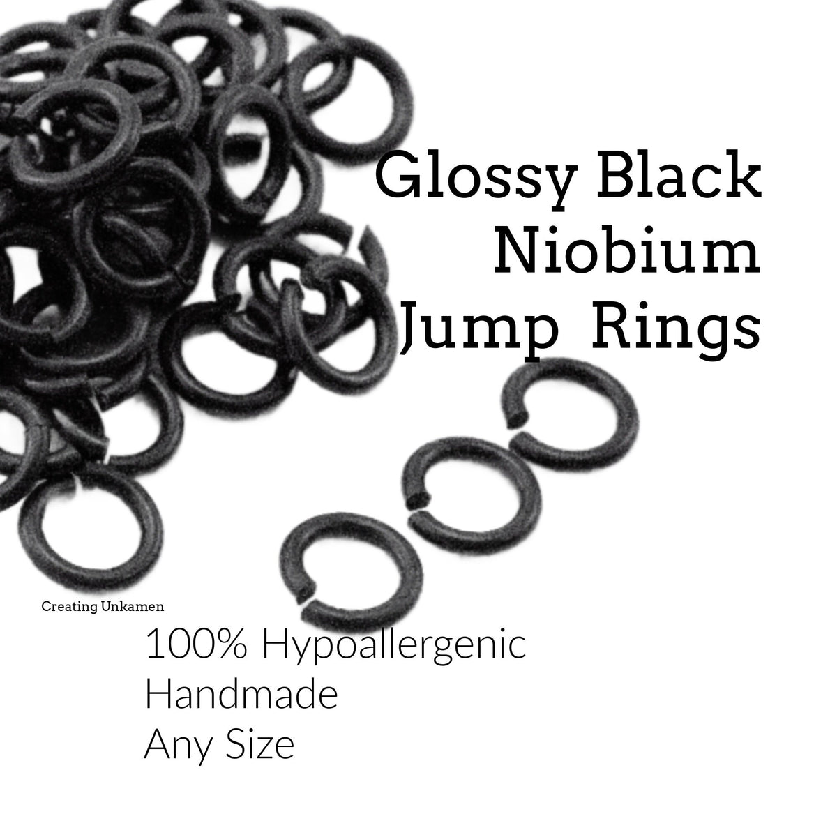 100 Glossy Black Anodized Niobium Jump Rings in Your Pick of Diameter