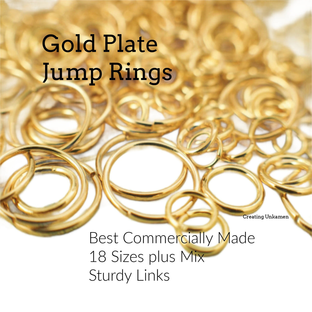 100 Gold Plated Jump Rings - 16, 18, 20, 22 Gauge - Best Commercially Made - 4mm, 5mm, 6mm, 7mm, 8mm, 9mm, 10mm, 12mm 100 % Guarantee