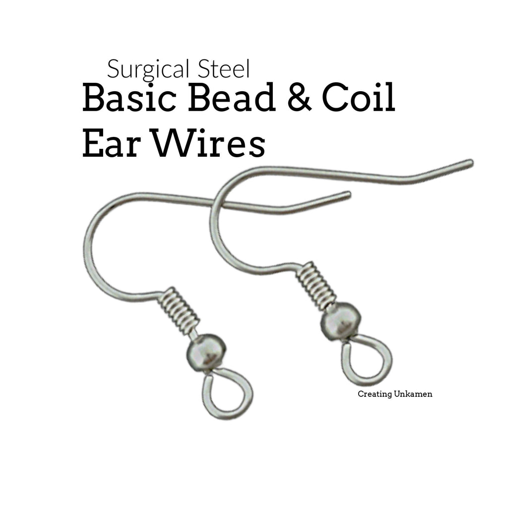 10 pairs Surgical Steel Ear Wires - Basic Bead and Coil