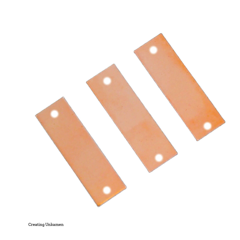3 Copper Rectangle Stamping Blanks, Discs - 26mm X 10mm or 32mm X 10mm