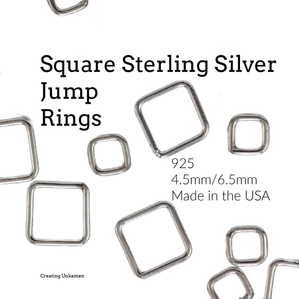 3 Square Sterling Silver Jump Rings in 3 Sizes - Soldered Closed - Links, Charms, Embelishments