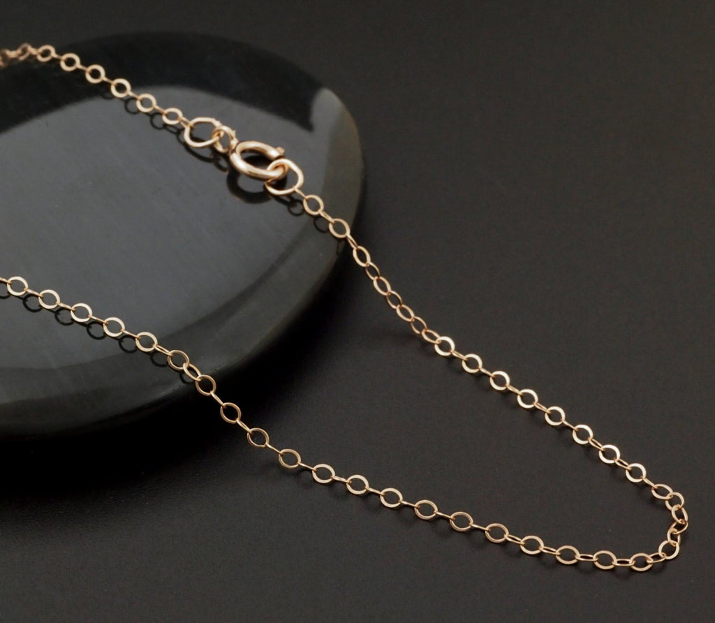 14kt Rose Gold Filled Chain - Fine Flat Cable - 1.4mm - Finished Chain Made in the USA