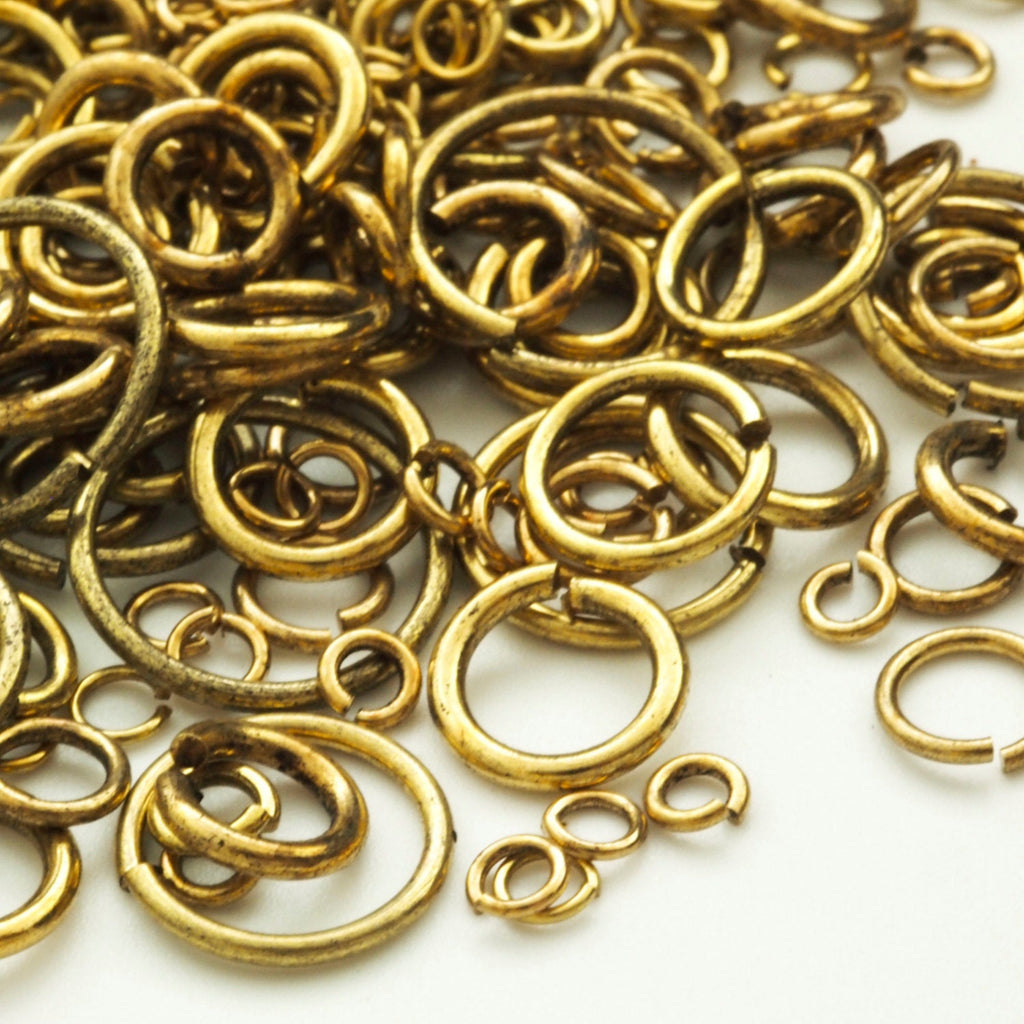 100 Economical Antique Brass Jump Rings - Special Purchase in 17, 18, 20, 21, 22, 24 gauge - 100% Guarantee