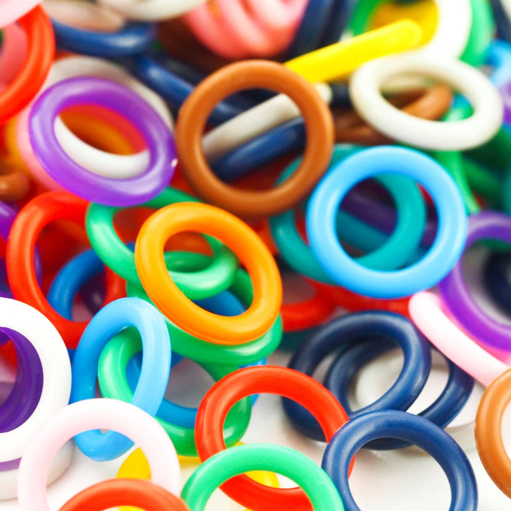 50 - 12mm OD Silicone Jump Rings - Pick Color - Black, White, Grey, Brown, Pink, Purple, Blue, Green, Yellow, Orange, Red or Rainbow Mix
