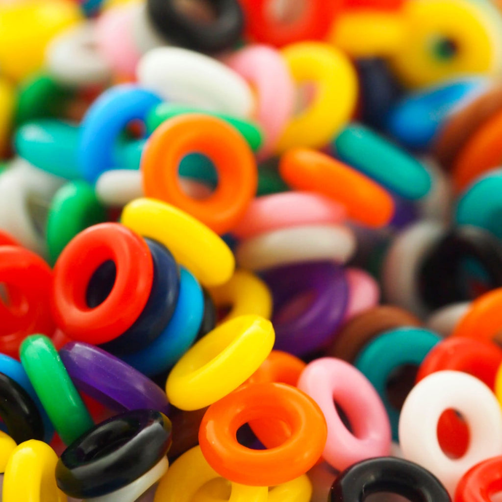 100 - 7mm OD Silicone Jump Rings - You Pick Color - Black, White, Brown, Pink, Purple, Blue, Green, Yellow, Orange, Red or Rainbow Mix