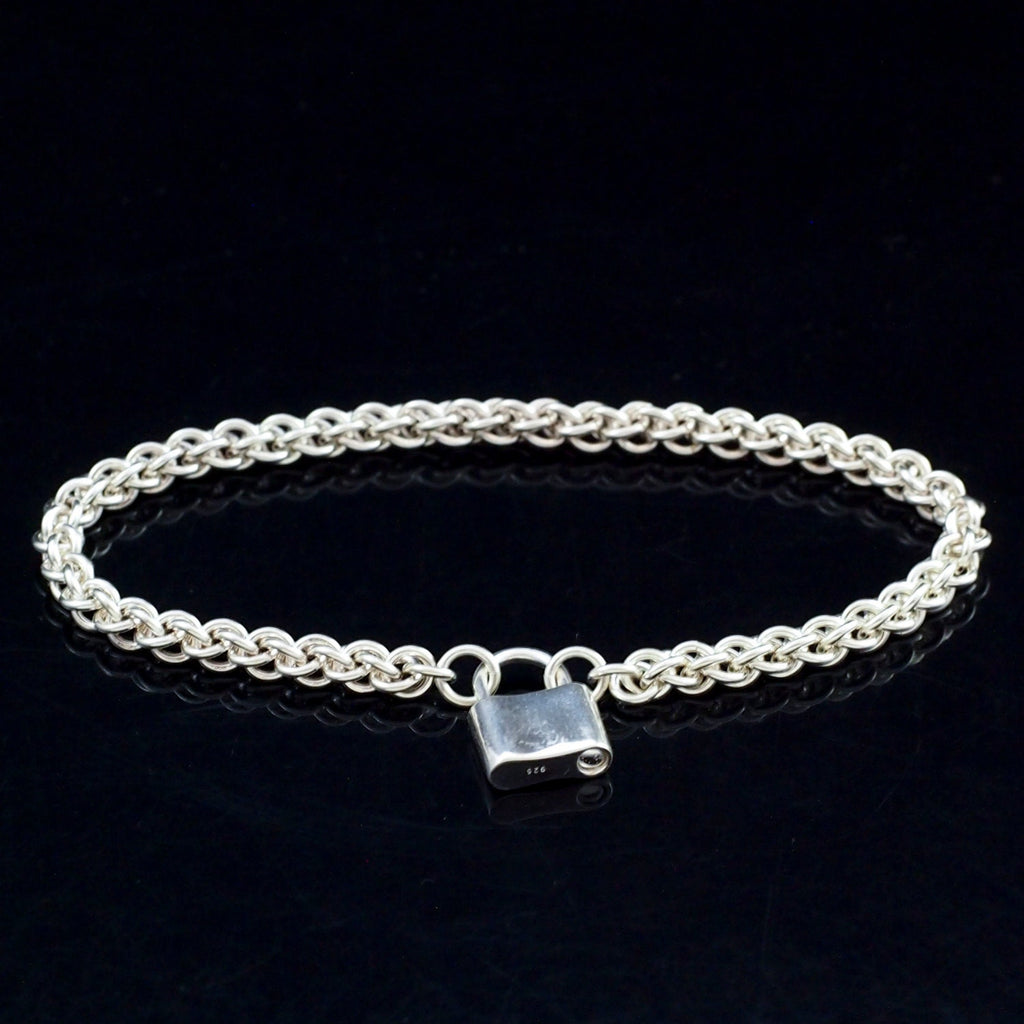 Kit Sterling Silver Bracelet - Jens Pind Weave with Padlock Clasp - Intermediate Chainmaille Jewelry Creating