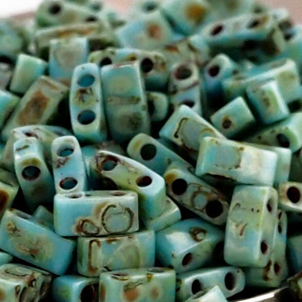 Miyuki 4514 Opaque Turquoise Blue Picasso Tila and Half Tila Beads - 100% Guarantee