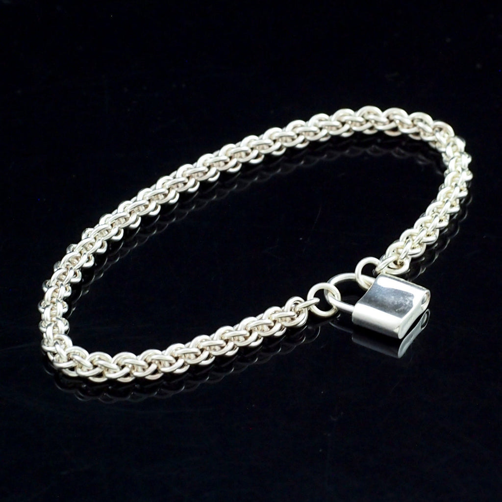Kit Sterling Silver Bracelet - Jens Pind Weave with Padlock Clasp - Intermediate Chainmaille Jewelry Creating