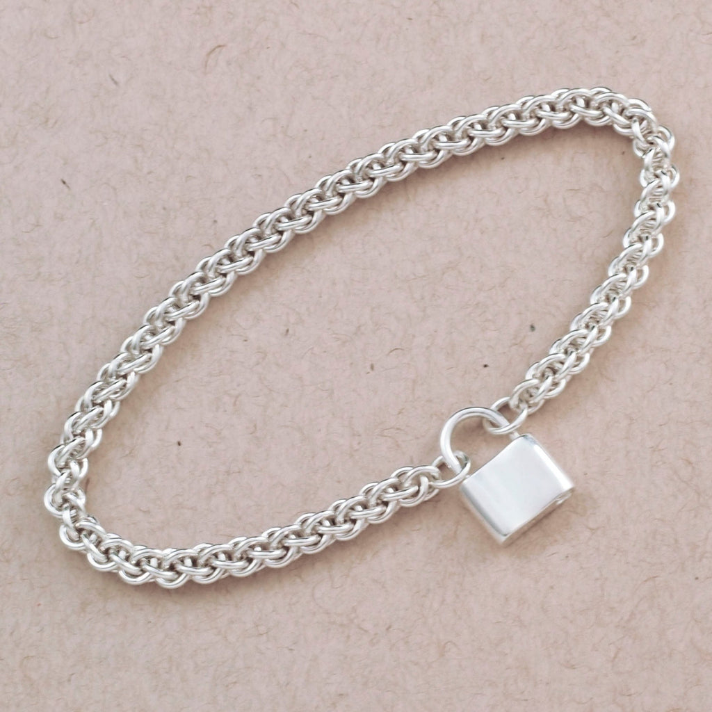 Kit Sterling Silver Bracelet - Jens Pind Weave with Padlock Clasp - Intermediate Chainmaille Jewelry Creating