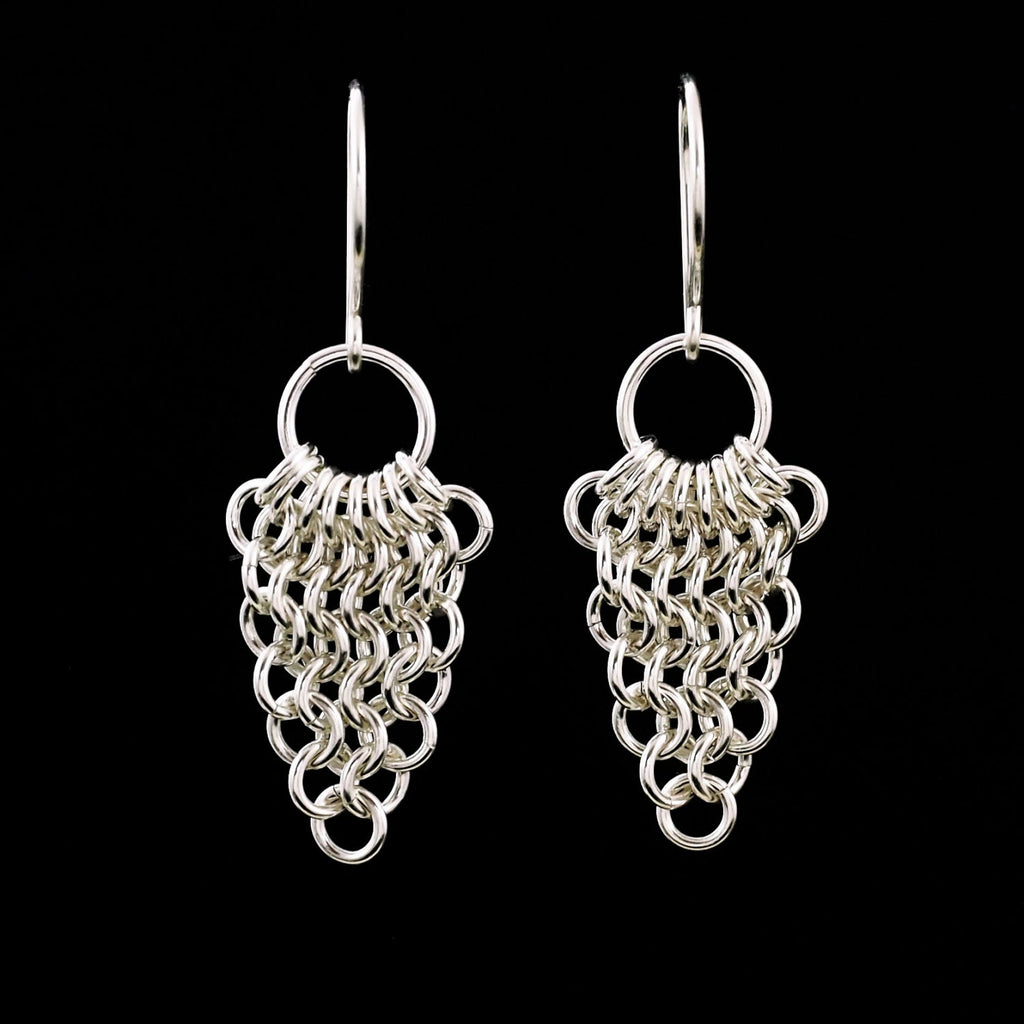Kit Spear and Circle Earrings in Sterling Silver Beginner Chainmaille Jewelry Creating