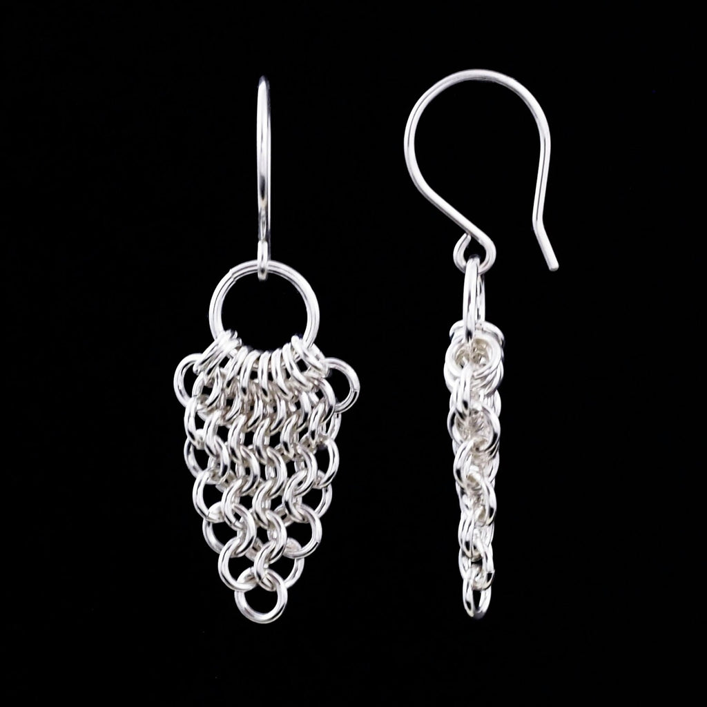 Kit Spear and Circle Earrings in Sterling Silver Beginner Chainmaille Jewelry Creating