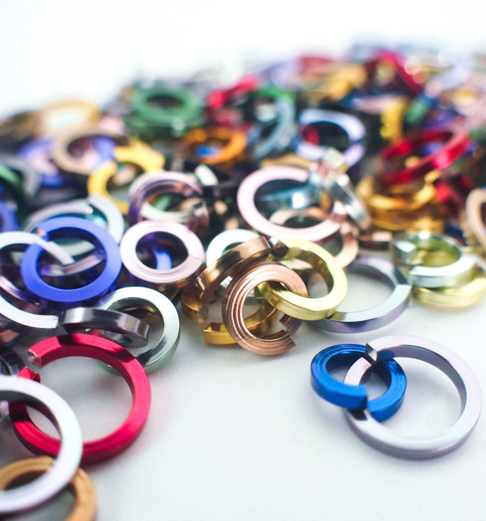 100 Anodized Aluminum Square Wire Jump Rings - 14 gauge 8.3mm ID - 5/16"- 17 Colors to Choose From