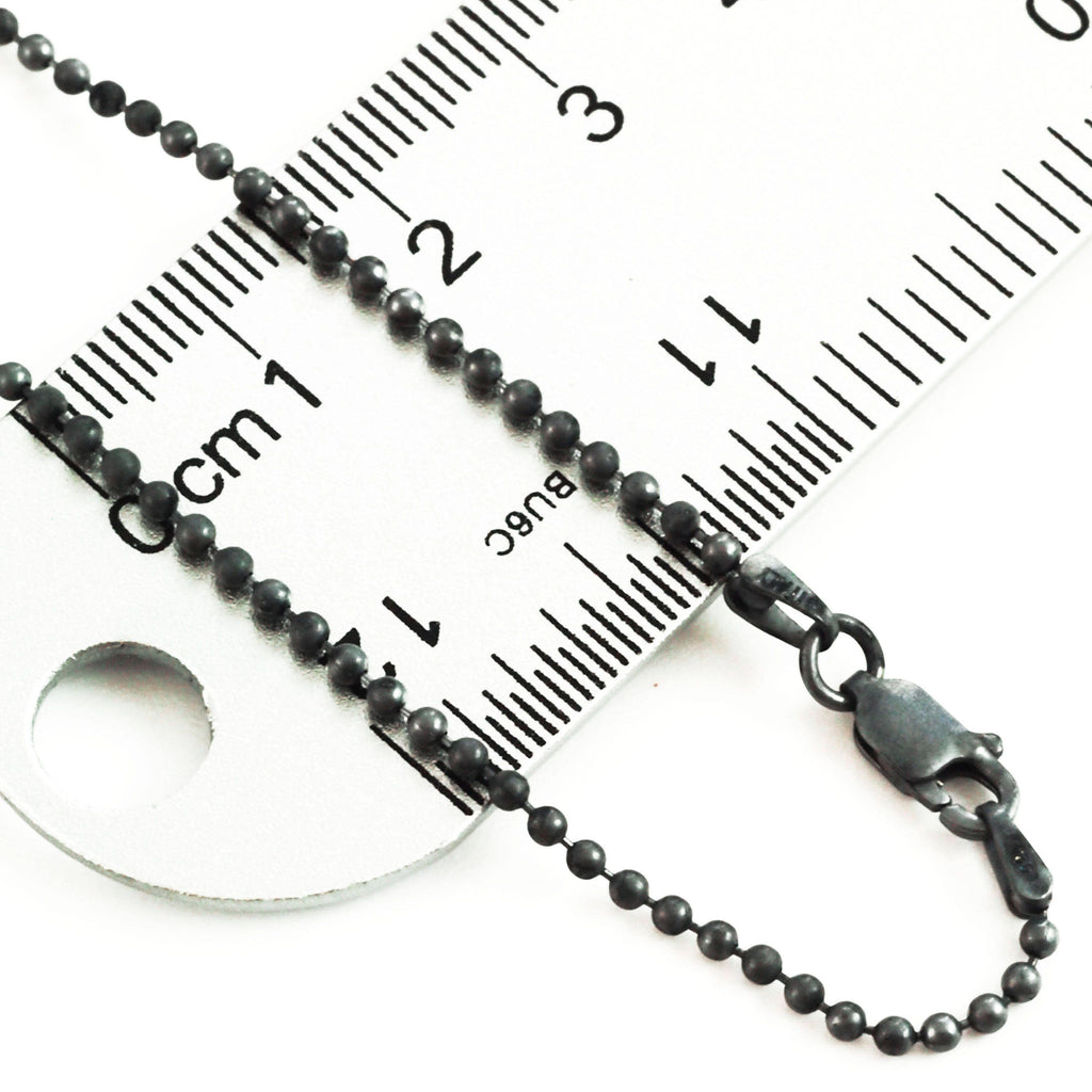 Sterling Silver Bead Chain - 2mm - By the Foot or Finished in Custom Lengths and Finishes - Bright, Antique or Black - Made in the USA Chain