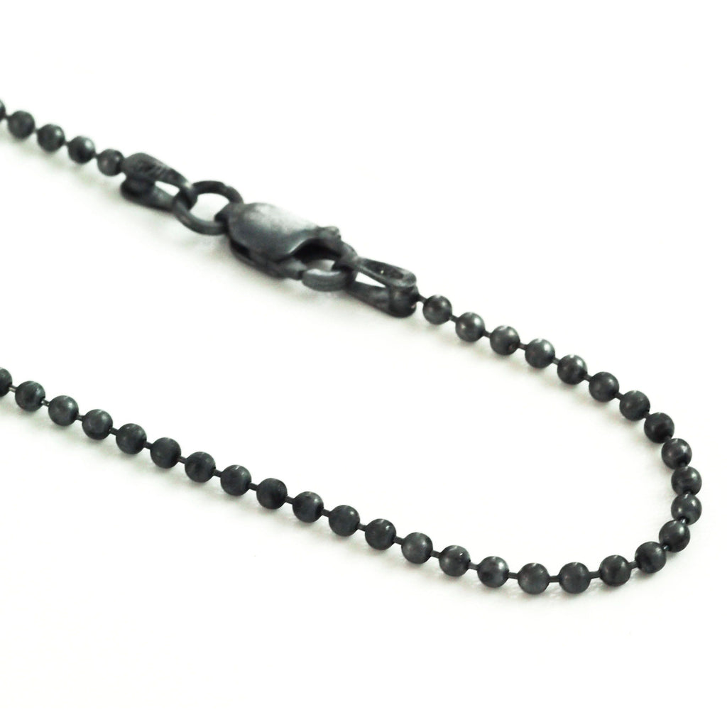 Sterling Silver Bead Chain - 2mm - By the Foot or Finished in Custom Lengths and Finishes - Bright, Antique or Black - Made in the USA Chain
