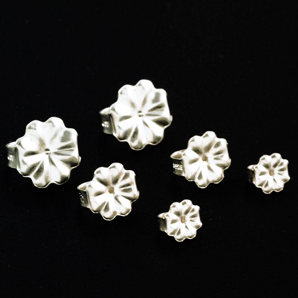 1 pair Argentium Sterling Silver Medium to Heavy Weight Ear Nuts - 5mm, 7mm, 9mm Tarnish Resistant