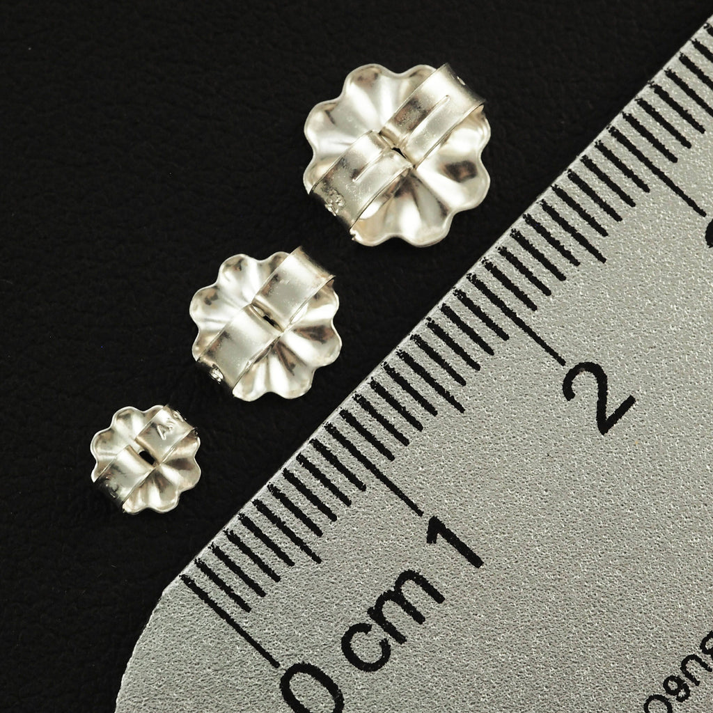 1 pair Argentium Sterling Silver Medium to Heavy Weight Ear Nuts - 5mm, 7mm, 9mm Tarnish Resistant