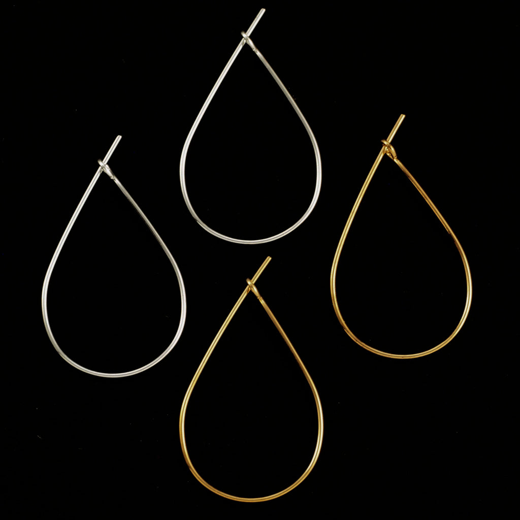 20 Pairs Teardrop Beading Hoops - 27mm X 17mm - Silver or Gold Plated - 100% Guarantee