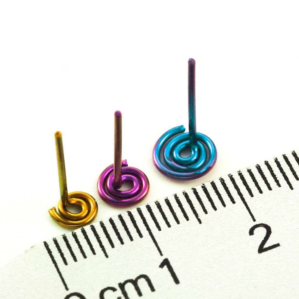 Niobium Hypoallergenic Coil Post Earrings 20 gauge - 5mm, 7mm or 9mm