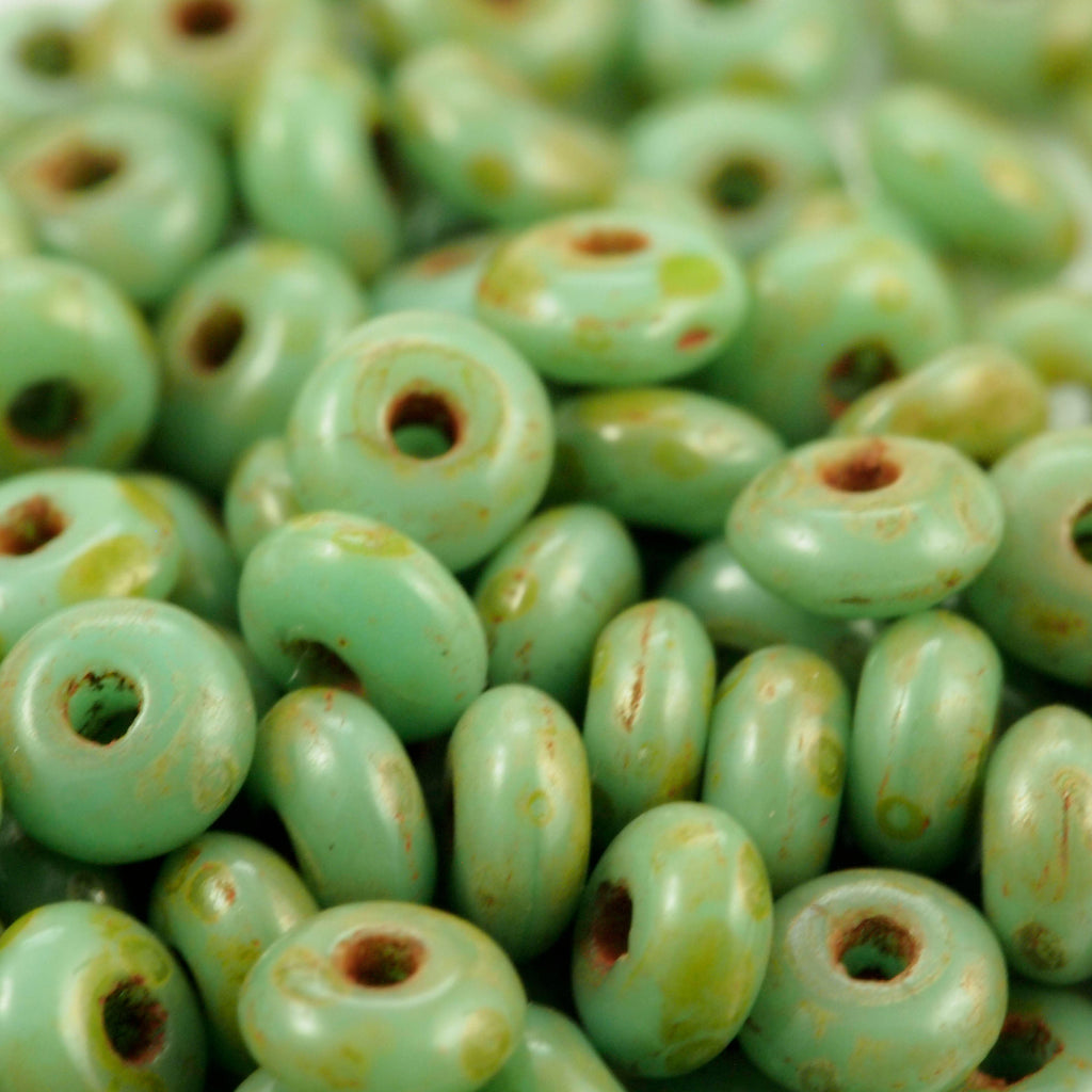 100 - 3mm Turquoise Picasso Rondelle Czech Glass Beads - 100% Guarantee