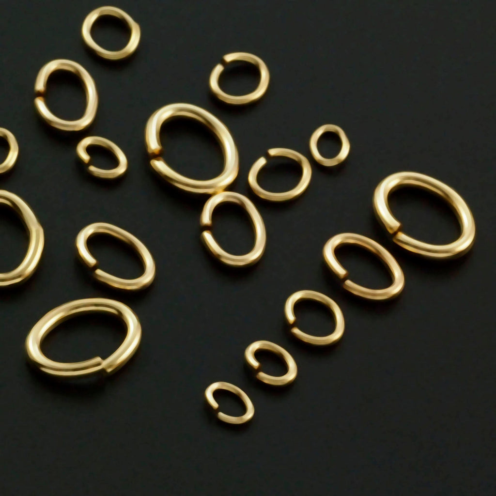 10 - 14kt Gold Filled Oval Jump Rings - 7 Sizes in 16, 18, 20 and 22 gauge to Choose From