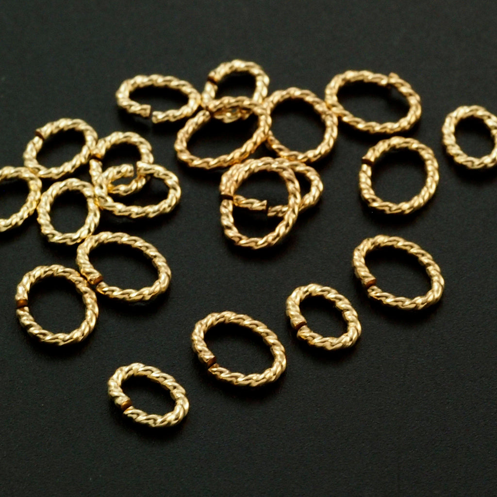 6 14kt Gold Filled Twisted Oval Jump Rings - 16 gauge in 2 Diameters