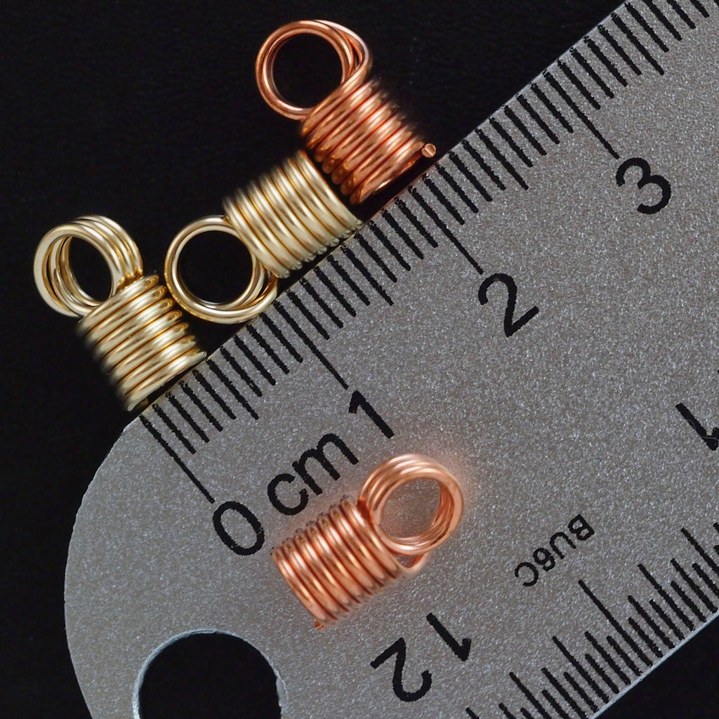 2 Handmade Wire Wrapped End Caps - You Pick Metal and Size - 3mm, 4mm or 5mm ID - Copper, Brass, Stainless Steel, 14kt Gold Fill