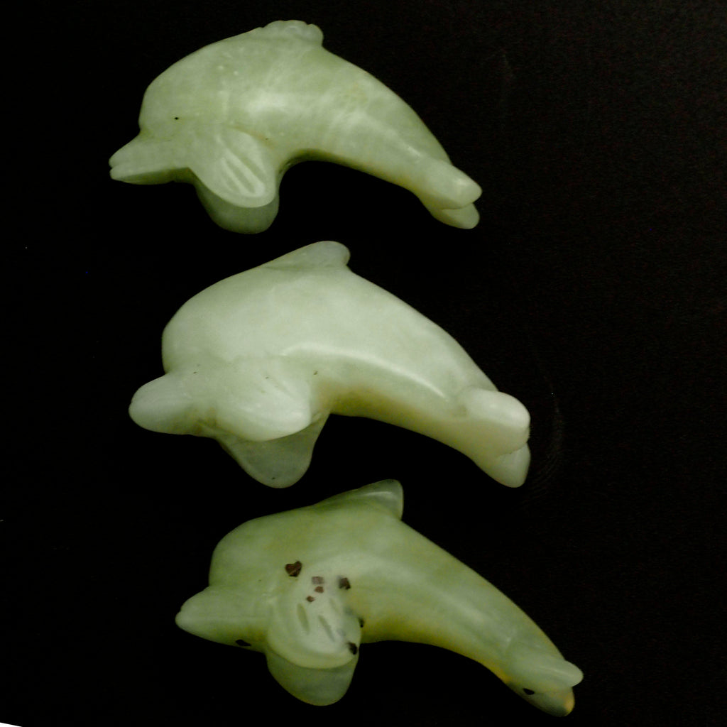 Dolphin Bead or Focal in Serpentine - Also Called New Jade - 100% Guaranteed Satisfaction