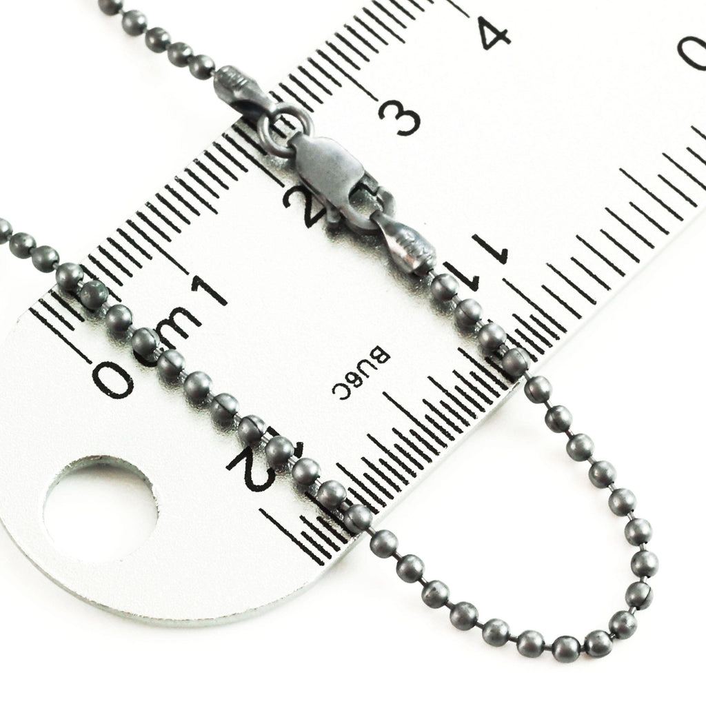 Black Oxidized Sterling Silver Bead Chain - 1.8mm - By the Foot or Finished in Custom Lengths - Made in the USA