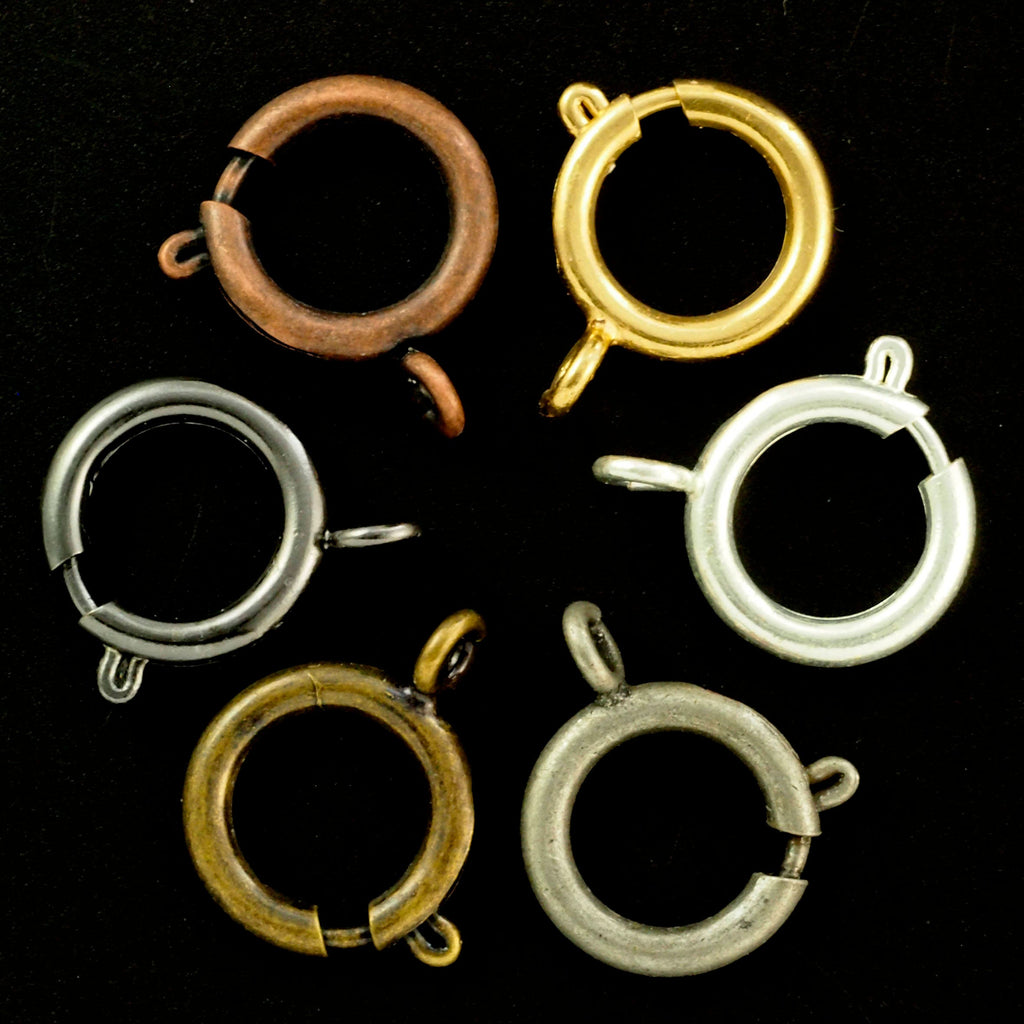 3 - 16mm Spring Clasps - Silver Plate, Gold Plate, Antique Silver, Antique Gold, Gunmetal, Antique Copper - Best Commercially Made