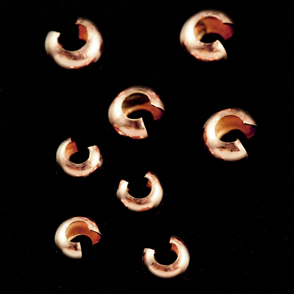 8 - 14kt Rose Gold Filled Crimp Covers - 3mm or 4mm - Made in the USA - 100% Guarantee
