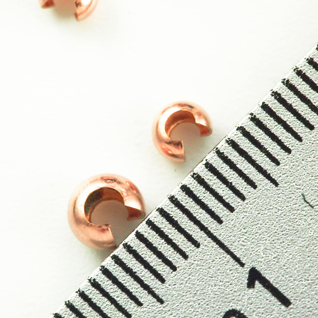 8 - 14kt Rose Gold Filled Crimp Covers - 3mm or 4mm - Made in the USA - 100% Guarantee