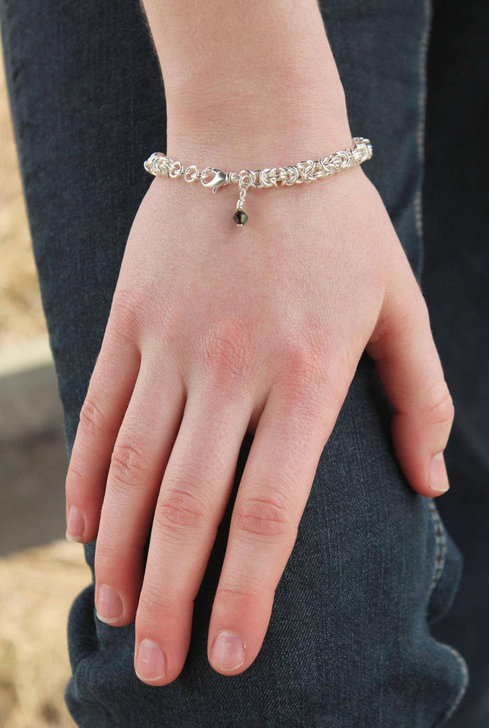 Economical Gold or Silver Byzantine Bracelet Kit with Mood Bead - Byzantine Chainmail - Perfect Starter Kit
