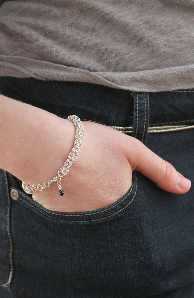 Economical Gold or Silver Byzantine Bracelet Kit with Mood Bead - Byzantine Chainmail - Perfect Starter Kit